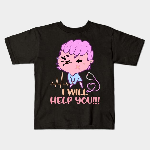 Yumi Kawaii Nurse Pastel Goth and Kawaii pastel goth art Kids T-Shirt by alcoshirts